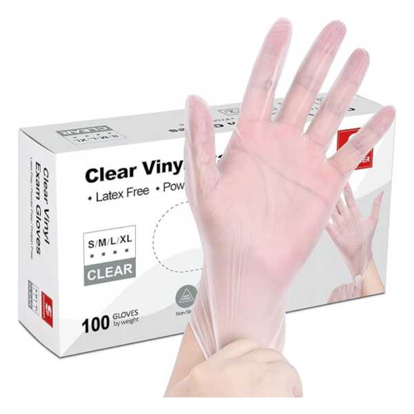 Schneider Clear Vinyl Exam Gloves, Latex-Free, Disposable Medical Gloves