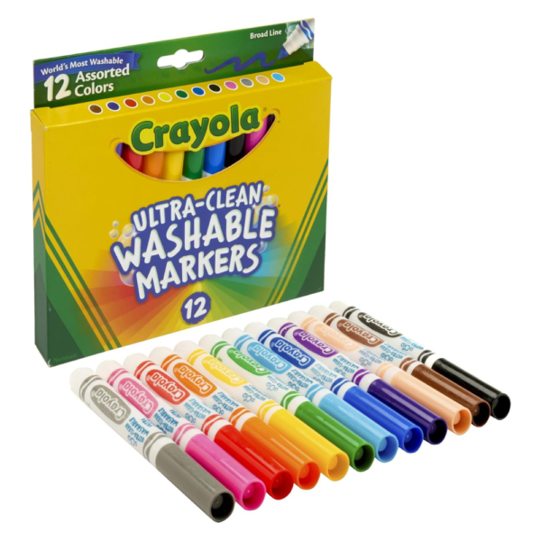 Crayola Broad Line Markers (12 Count), Washable Markers for Kids