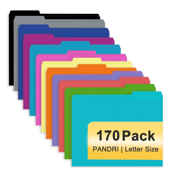File Folder, PANDRI 170 Pack Colored File Folder