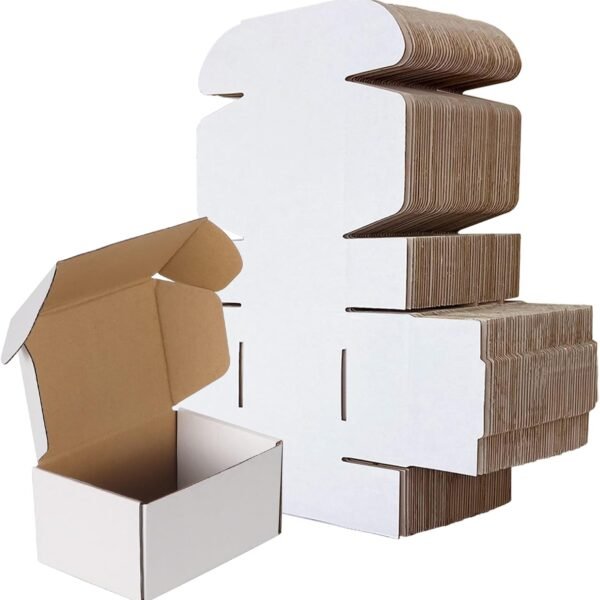 Corrugated Shipping Boxes, 6" x 4" x 3", White, Pack of 50