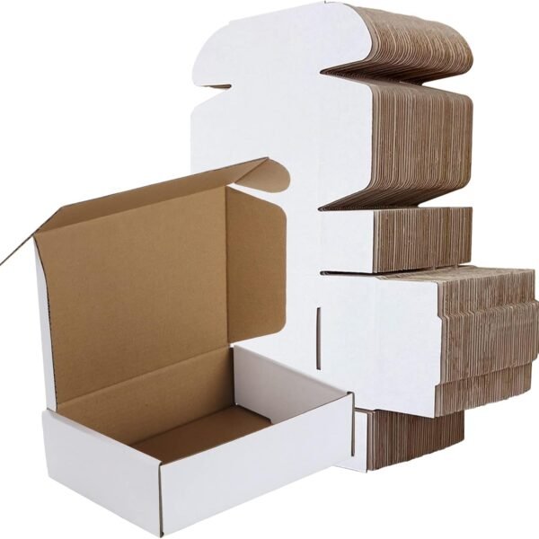 Corrugated Shipping Boxes, 7" x 5" x 2", White, Pack of 50