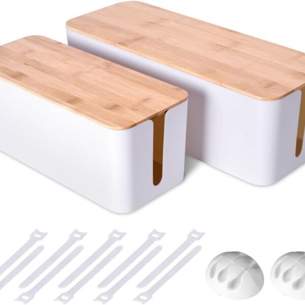 Large Cable Management Box Organizer (2-Pack)