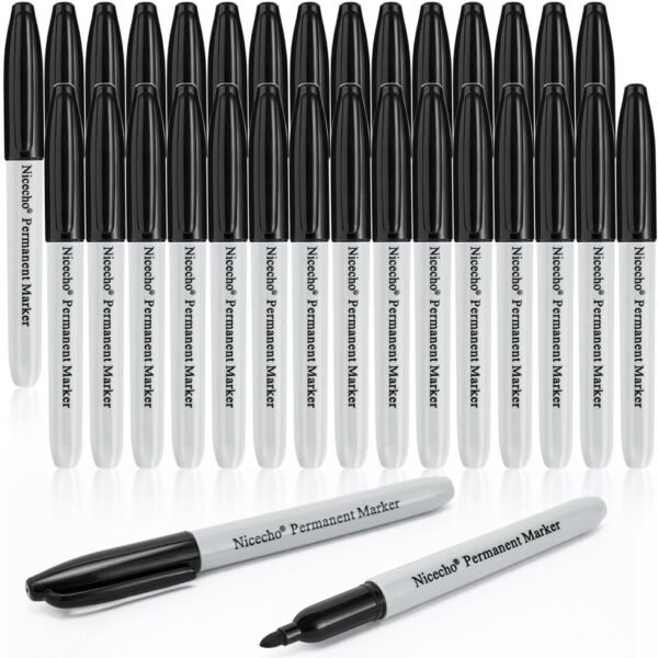 Fine Point Permanent Markers, Black, 30-Pack