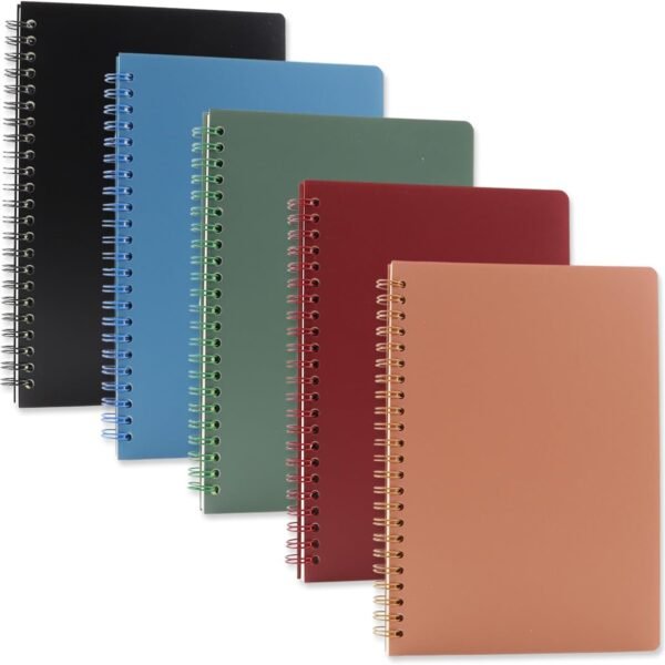 College Ruled Spiral Notebooks, 5-Pack, 80 Sheets Each – 8.3" x 5.7"