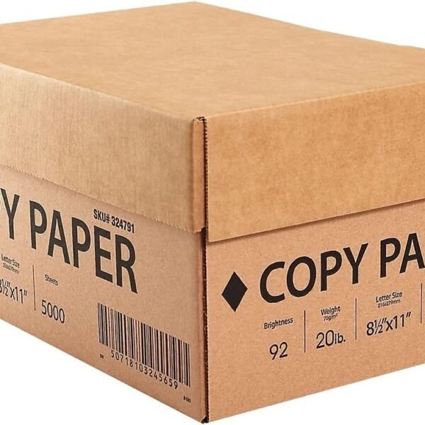 Letter Size Printer Paper, 20 lb, 92 Bright – 10 Reams (5,000 Sheets)