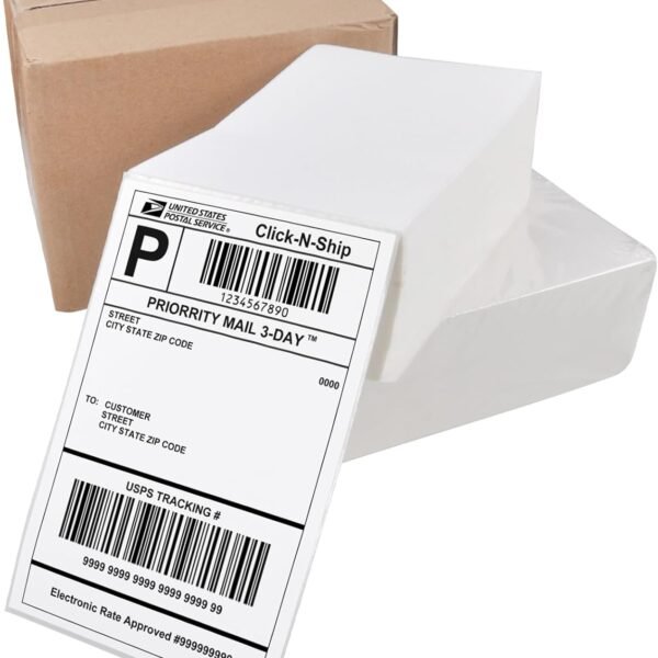 Thermal Shipping Labels, 4" x 6", Fanfold, 1000 Labels