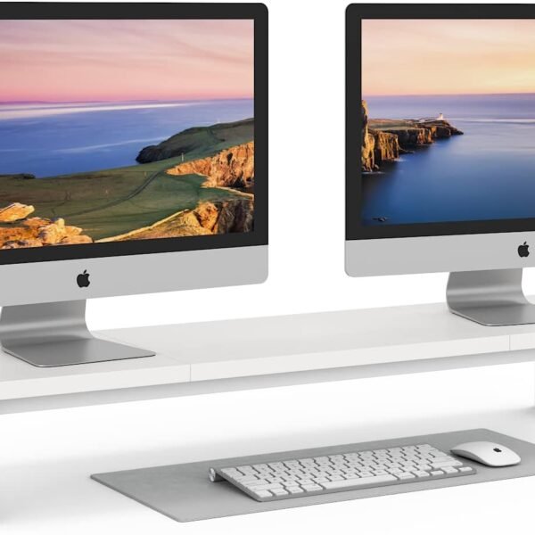 Dual Monitor Stand Riser with Storage Shelf