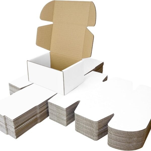 Corrugated Shipping Boxes, 6" x 4" x 3", White, Pack of 20