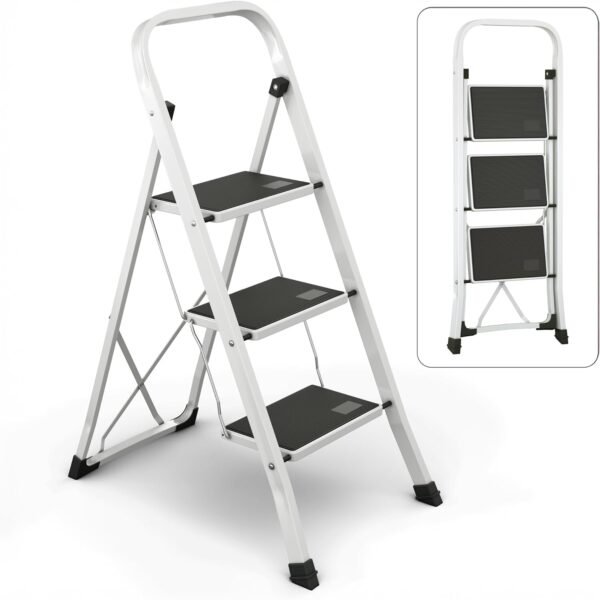 3-Step Foldable Ladder with Anti-Slip Platform
