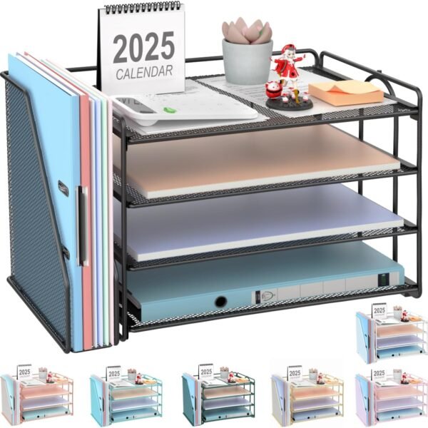 4-Tier Desk Organizer for Paper & Magazines, Black