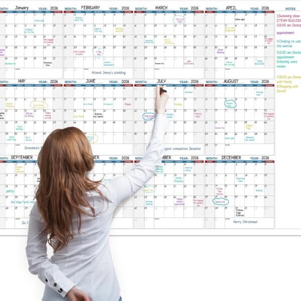 Large Yearly Dry Erase Wall Calendar