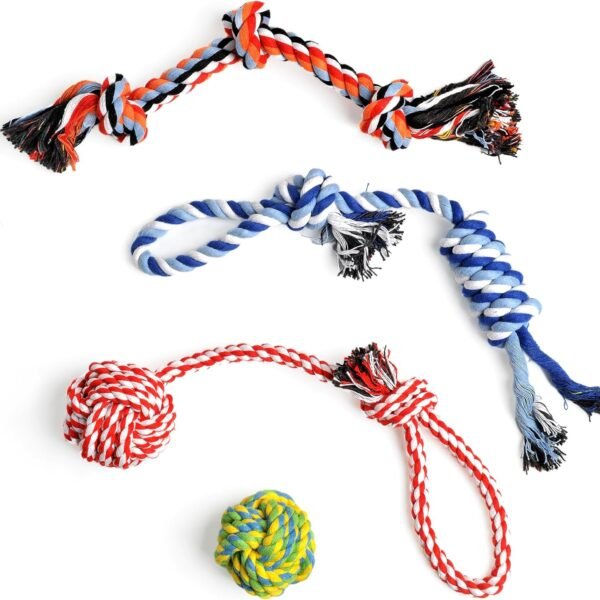 4-Pack Durable Cotton Rope Dog Toys for Chewers