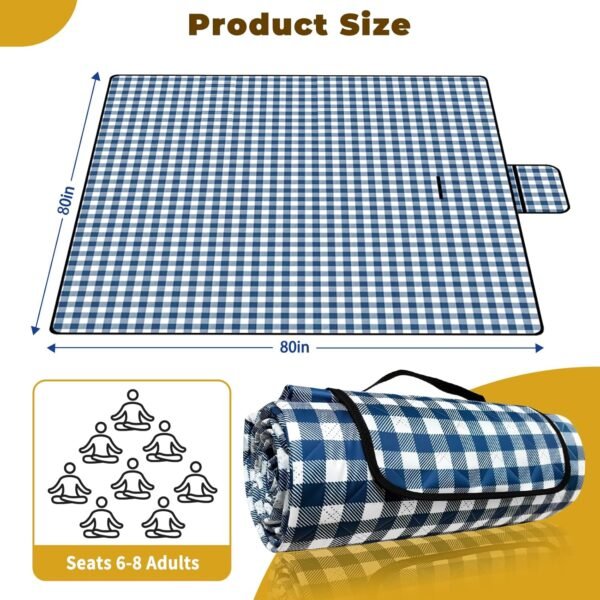 Extra Large Waterproof Picnic Blanket 80" x 80"
