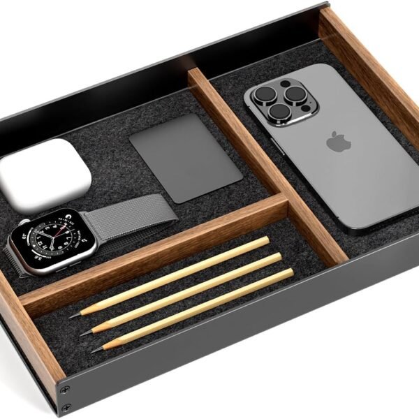 Aluminum & Wood Desk Organizer Tray