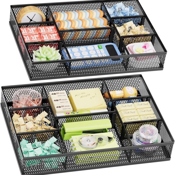 Mesh Desk Drawer Organizer Tray, 2-Pack