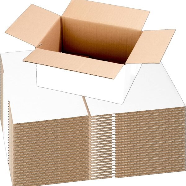 Cardboard Shipping Boxes, 7" x 5" x 4", White, 30-Pack