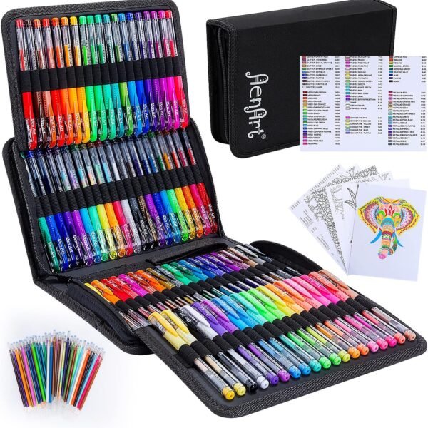 Colored Gel Pens Set, 160-Pack with Storage Case