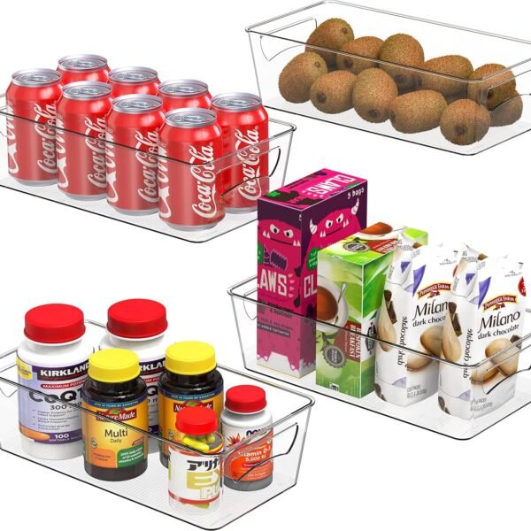 Clear Storage Bins for Fridge & Pantry (4-Pack)